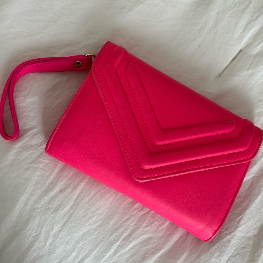 Neon pink Aldo clutch